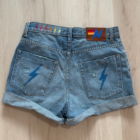 HI RISE ROCKER LIVE FREE BOLT JEAN SHORTS - VINTAGE - Picture 14 of 17